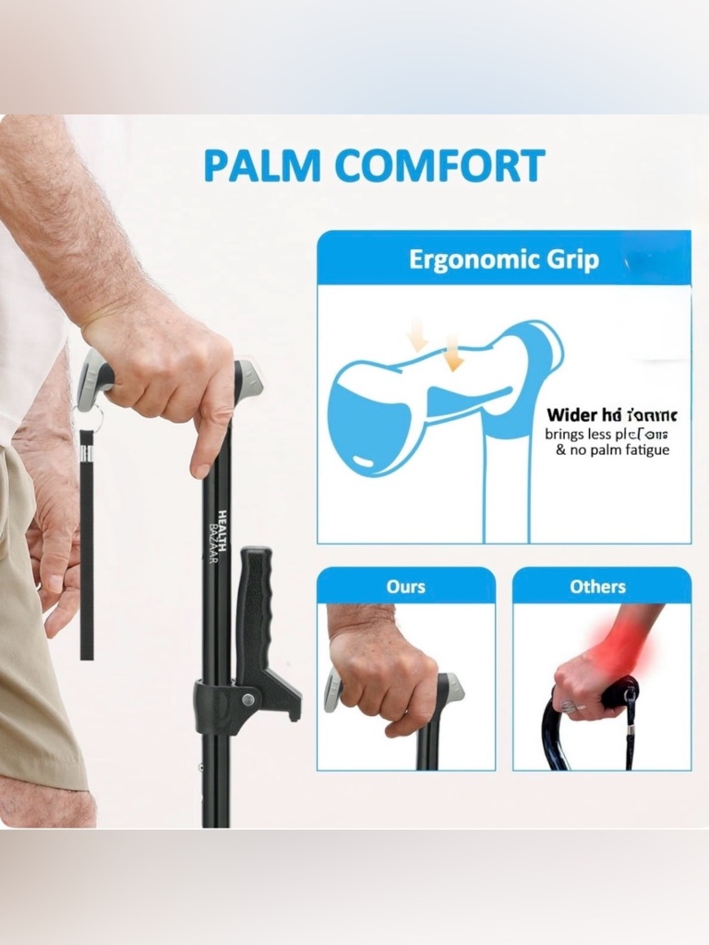 Health Bazaar Black Quad Cane Adjustable Assembly Required - Picture 9 of 16